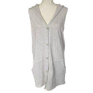 Portocruz women's size small light gray sleeveless hooded swimsuit cover sweater